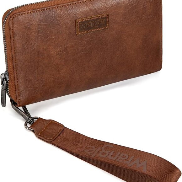 Womens Leather Wallet Clutch Large Capacity Credit Card Holder Wristlet - Picture 1 of 6